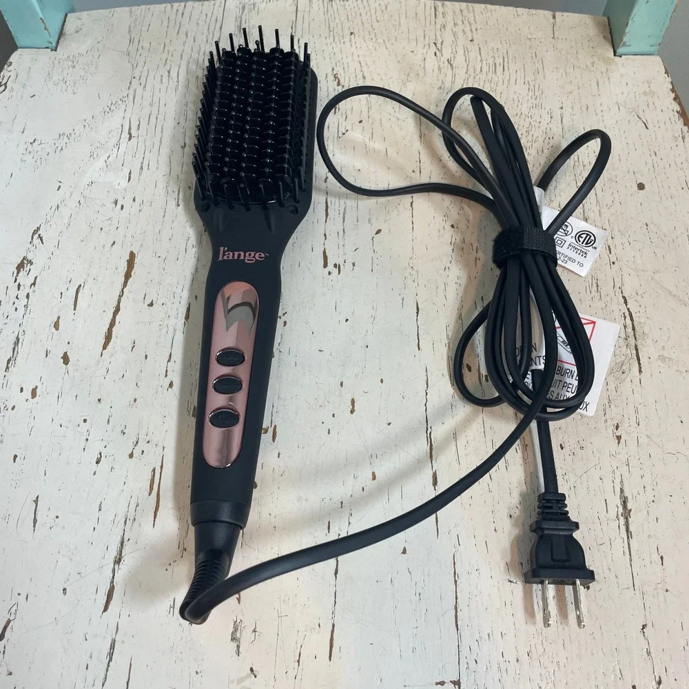 L'ange Le Vite Hair Straightening Brush Black Rose Gold Ceramic Heated Brush